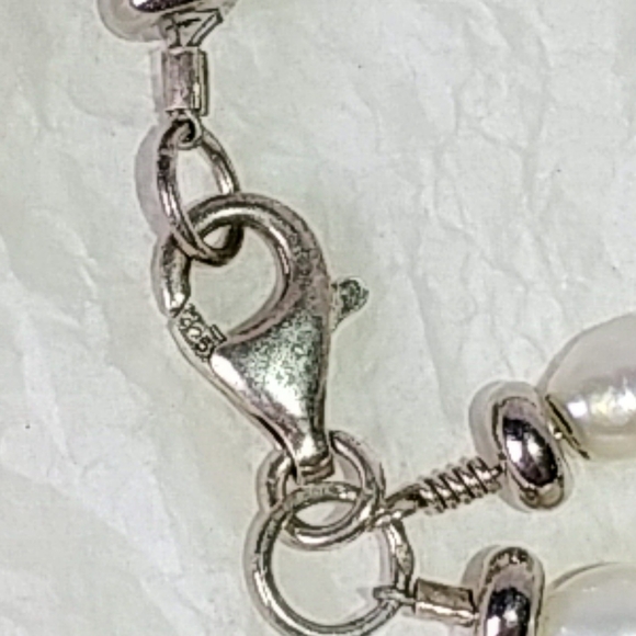 STERLING SILVER FRESHWATER PEARL BRACELET - PURPLE CRYSTALS - Picture 3 of 6